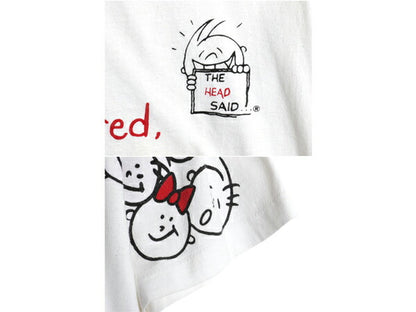 90s FREEZE キャラクター プリント Tシャツ メンズ L 古着 オールド アート イラスト グラフィック メッセージ シングルステッチ ホワイト