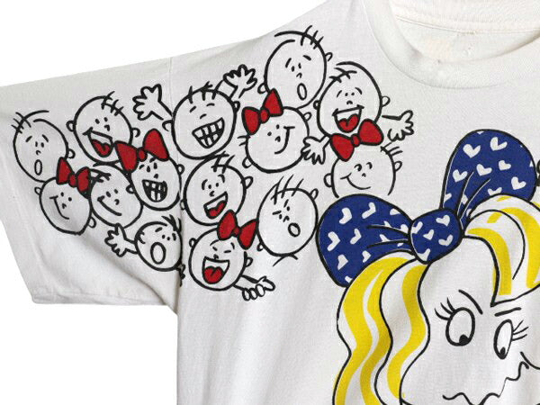 90s FREEZE キャラクター プリント Tシャツ メンズ L 古着 オールド アート イラスト グラフィック メッセージ シングルステッチ ホワイト