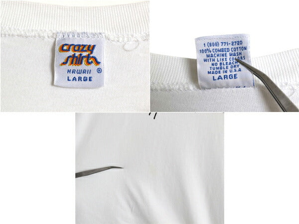 90s USA製 クリバンキャット イラスト 両面 プリント Tシャツ メンズ レディース L 古着 ネコ アニマル キャラクター シングルステッチ 白