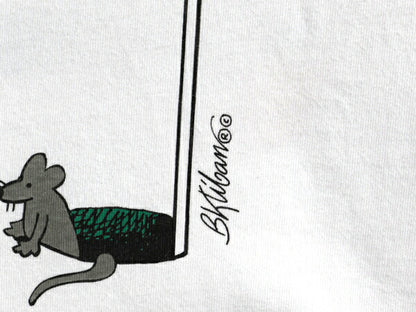90s USA製 クリバンキャット イラスト 両面 プリント Tシャツ メンズ レディース L 古着 ネコ アニマル キャラクター シングルステッチ 白