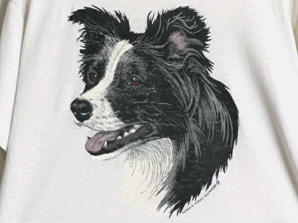 90s USA製 ドッグ アート イラスト プリント Tシャツ メンズ L 古着 オールド アニマル 犬 キャラクター グラフィック カットソー ホワイト