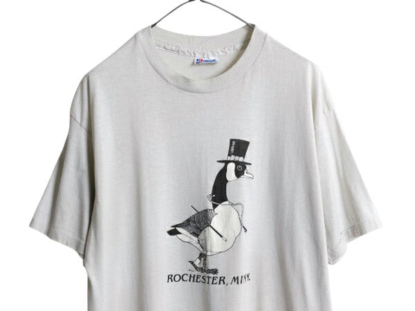 80s USA製 カナダガン イラスト プリント 半袖 Tシャツ メンズ XL / 古着 ヴィンテージ シングルステッチ アニマル イラスト 大きいサイズ