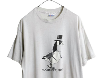 80s USA製 カナダガン イラスト プリント 半袖 Tシャツ メンズ XL / 古着 ヴィンテージ シングルステッチ アニマル イラスト 大きいサイズ