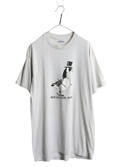 80s USA製 カナダガン イラスト プリント 半袖 Tシャツ メンズ XL / 古着 ヴィンテージ シングルステッチ アニマル イラスト 大きいサイズ