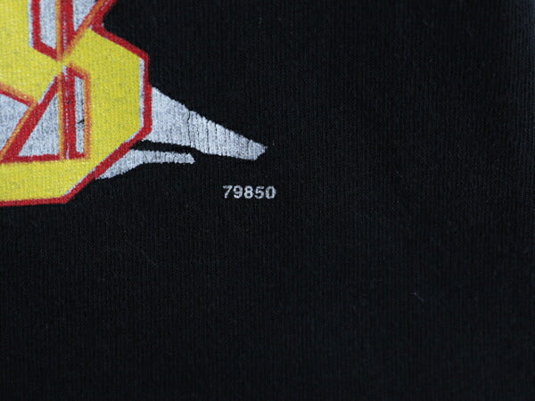 90s ワーナー タズマニアンデビル プリント 長袖 Tシャツ メンズ S 程 古着 オールド ロンT モックネック キャラクター イラスト ブラック