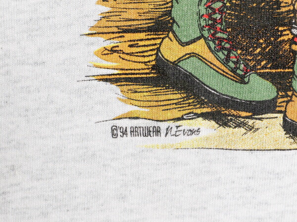 90s ジョーク アート イラスト プリント Tシャツ メンズ XL 古着 90年代 オールド ハンティング シカ アニマル アウトドア 大きいサイズ 灰