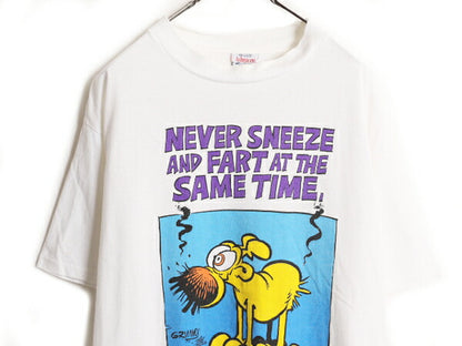 90s USA製 マザーグース＆グリム イラスト プリント Tシャツ メンズ L 90年代 オールド キャラクター ヘビーウェイト シングルステッチ 白