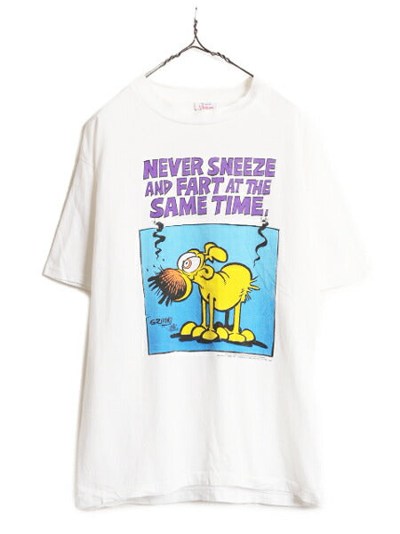 90s USA製 マザーグース＆グリム イラスト プリント Tシャツ メンズ L 90年代 オールド キャラクター ヘビーウェイト シングルステッチ 白