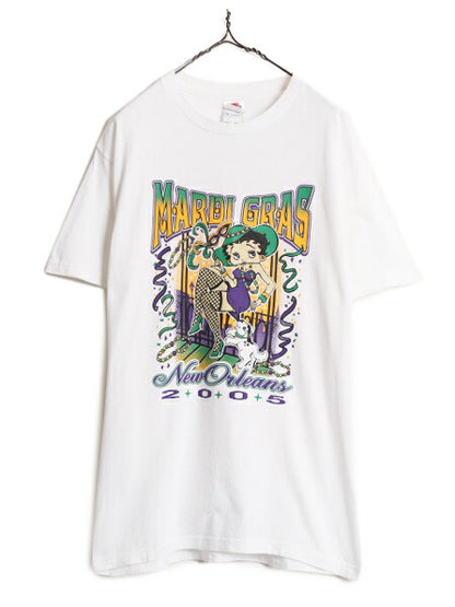 00s ベティ ブープ プリント 半袖 Tシャツ メンズ レディース M 00年代 オールド 当時物 ベティちゃん キャラクター 白 イラスト ホワイト