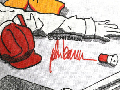 80s USA製 アヒル ジョーク アート イラスト プリント 半袖 Tシャツ メンズ XL 小さめ L / ヴィンテージ アニマル メッセージ 大きいサイズ