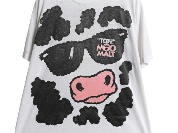 90s USA製 企業 ウシ キャラクター イラスト 両面 プリント Tシャツ メンズ XL / 古着 オールド アニマル アート シングルステッチ 大判 白