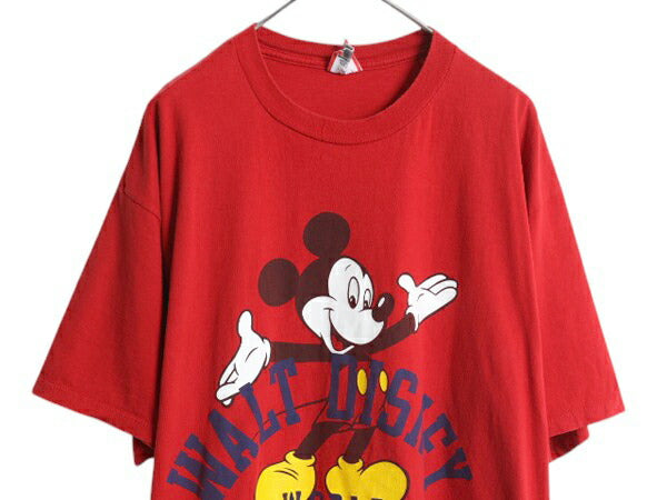 90s USA製 ミッキー イラスト プリント Tシャツ メンズ レディース XXL 古着 オールド ディズニー オフィシャル キャラクター 大きいサイズ