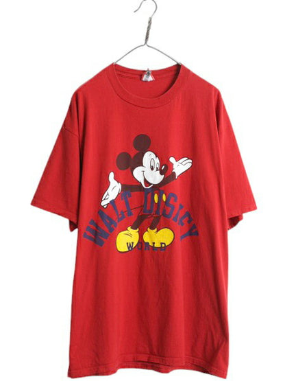 90s USA製 ミッキー イラスト プリント Tシャツ メンズ レディース XXL 古着 オールド ディズニー オフィシャル キャラクター 大きいサイズ