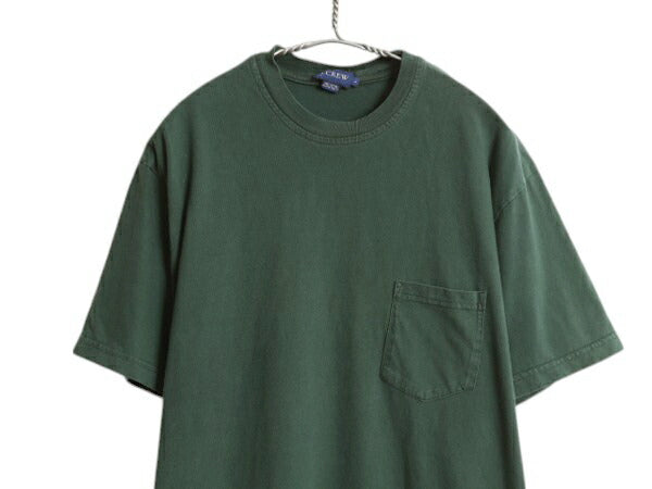00s ジェイクルー ポケット付き 無地 半袖 Tシャツ メンズ L 古着 オールド ポケT コットン ヘビーウェイト カットソー シンプル グリーン