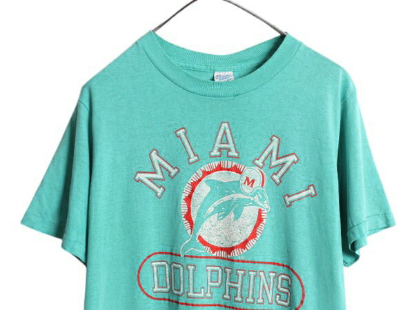 80s USA製 チャンピオン ドルフィンズ プリント Tシャツ メンズ XL 小さめ L / 古着 ヴィンテージ NFL アメフト マイアミ シングルステッチ