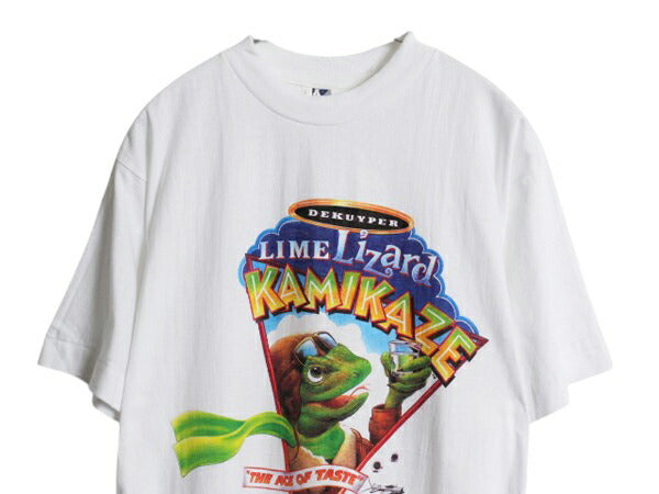 デッドストック 90s 企業物 キャラクター イラスト プリント Tシャツ メンズ L / 新品 オールド 当時物 グラフィック アニマル 酒 カミカゼ