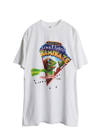 デッドストック 90s 企業物 キャラクター イラスト プリント Tシャツ メンズ L / 新品 オールド 当時物 グラフィック アニマル 酒 カミカゼ