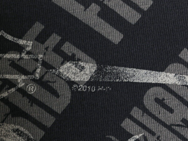ハーレー ダビットソン スカル ロゴ プリント 長袖 Tシャツ メンズ XXL 程 古着 オフィシャル バイク ロンT 大判 イラスト 大きいサイズ 黒