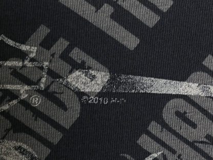 ハーレー ダビットソン スカル ロゴ プリント 長袖 Tシャツ メンズ XXL 程 古着 オフィシャル バイク ロンT 大判 イラスト 大きいサイズ 黒