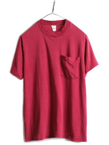 80s USA製 ■ フルーツオブザルーム ポケット付き 半袖 Tシャツ メンズ M 小さめ S 程/ 80年代 ビンテージ ポケT 無地 シングルステッチ 耳