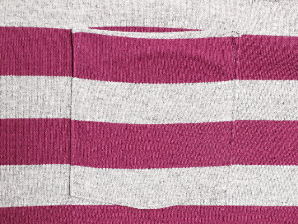 90s USA製 ポケット付き ワイド ボーダー 半袖 Tシャツ メンズ XL 程 90年代 オールド ポケT シングルステッチ 大きいサイズ 2トーン 灰 紫