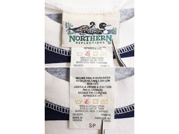 90s カナダ製 ワイド ボーダー 半袖 Tシャツ メンズ レディース S / 90年代 オールド ヘビーウェイト コットン トリコカラー マルチカラー