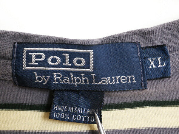 90s ポロ ラルフローレン ボーダー 半袖 Tシャツ メンズ XL / 90年代 オールド ボーダーT コットン ポニー無し マルチカラー 大きいサイズ