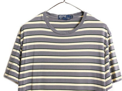 90s ポロ ラルフローレン ボーダー 半袖 Tシャツ メンズ XL / 90年代 オールド ボーダーT コットン ポニー無し マルチカラー 大きいサイズ