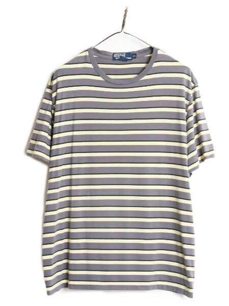 90s ポロ ラルフローレン ボーダー 半袖 Tシャツ メンズ XL / 90年代 オールド ボーダーT コットン ポニー無し マルチカラー 大きいサイズ