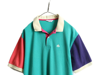 80s USA製 ブルックスブラザーズ クレイジー パターン 鹿の子 半袖 ポロシャツ メンズ XL / Brooks Brothers 80年代 ビンテージ 半袖シャツ