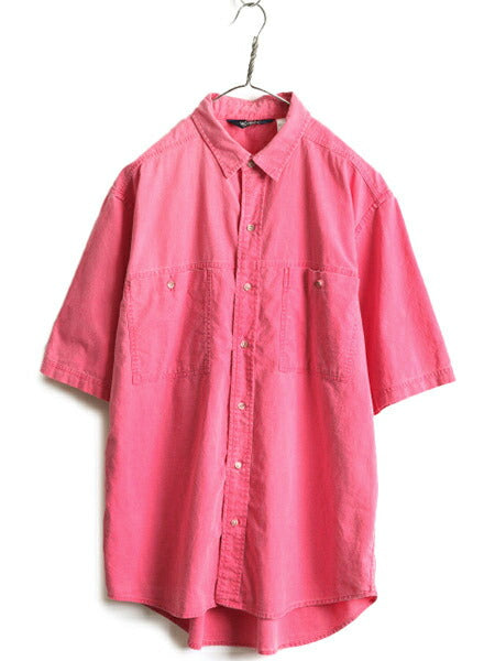 80s ■ ウールリッチ コットン 半袖 シャツ メンズ L 古着 80年代 ビンテージ WOOLRICH 半袖シャツ ポケット付き 無地 薄手 旧タグ 紺タグ