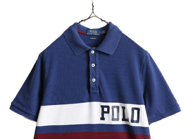 ■ ポロ ラルフローレン ボーダー 鹿の子 半袖 ポロシャツ メンズ S / 古着 POLO 半袖シャツ ロゴ プリント クラシックフィット 胸ボーダー