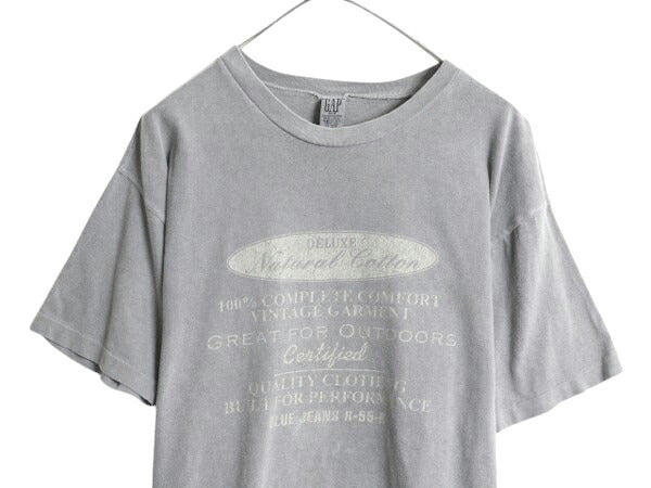 90s USA製 オールド ギャップ プリント 半袖 Tシャツ メンズ レディース M 旧タグ グラフィック 後染め ガーメントダイ カットソー グレー