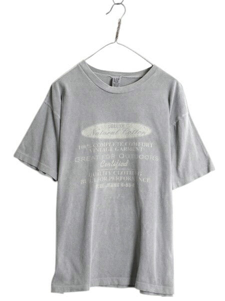 90s USA製 オールド ギャップ プリント 半袖 Tシャツ メンズ レディース M 旧タグ グラフィック 後染め ガーメントダイ カットソー グレー