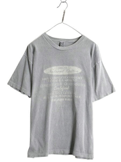 90s USA製 オールド ギャップ プリント 半袖 Tシャツ メンズ レディース M 旧タグ グラフィック 後染め ガーメントダイ カットソー グレー