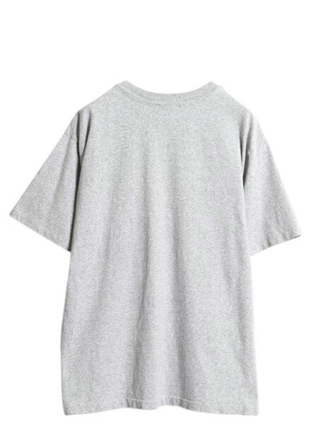 90s USA製 2段 カレッジ プリント 半袖 Tシャツ メンズ L / オールド シングルステッチ カットソー ヘビーウェイト シンプル 霜降り グレー