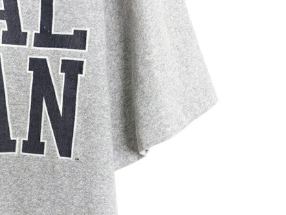 90s USA製 2段 カレッジ プリント 半袖 Tシャツ メンズ L / オールド シングルステッチ カットソー ヘビーウェイト シンプル 霜降り グレー