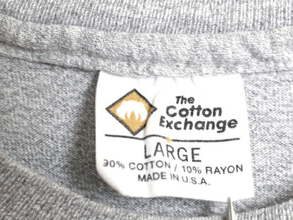90s USA製 2段 カレッジ プリント 半袖 Tシャツ メンズ L / オールド シングルステッチ カットソー ヘビーウェイト シンプル 霜降り グレー