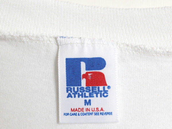 デッドストック 80s USA製 ラッセル 無地 Vネック 半袖 Tシャツ メンズ M / ヴィンテージ ワンポイント カットソー ブランク シンプル 白