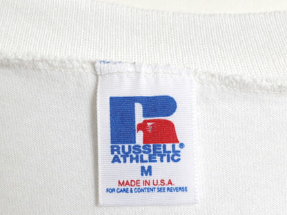 デッドストック 80s USA製 ラッセル 無地 Vネック 半袖 Tシャツ メンズ M / ヴィンテージ ワンポイント カットソー ブランク シンプル 白
