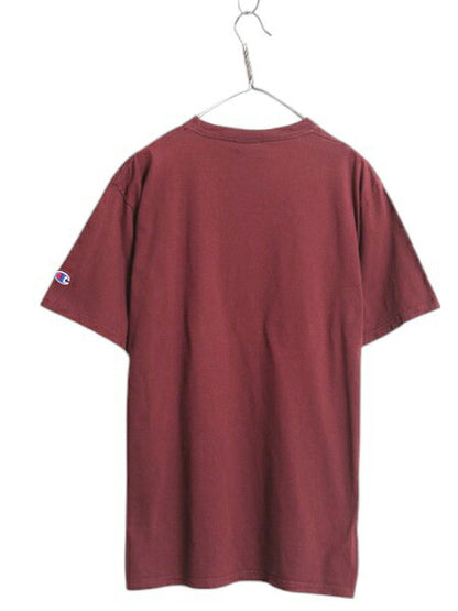 00s チャンピオン ハーバード カレッジ プリント 半袖 Tシャツ メンズ L 古着 オールド コットン ヘビーウェイト 目付き カットソー エンジ