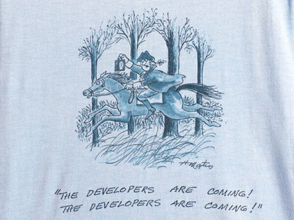 80s USA製 ジョーク メッセージ プリント Tシャツ M 小さめ メンズ レディース S 程 ヴィンテージ パロディ キャラクター アート イラスト