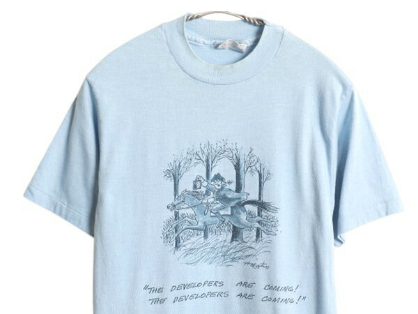 80s USA製 ジョーク メッセージ プリント Tシャツ M 小さめ メンズ レディース S 程 ヴィンテージ パロディ キャラクター アート イラスト