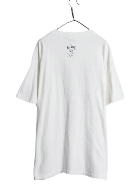 90s ドッグ アート イラスト プリント Tシャツ メンズ XL / オールド 企業物 アニマル メッセージ シングルステッチ 大きいサイズ ホワイト