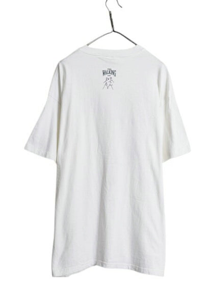 90s ドッグ アート イラスト プリント Tシャツ メンズ XL / オールド 企業物 アニマル メッセージ シングルステッチ 大きいサイズ ホワイト