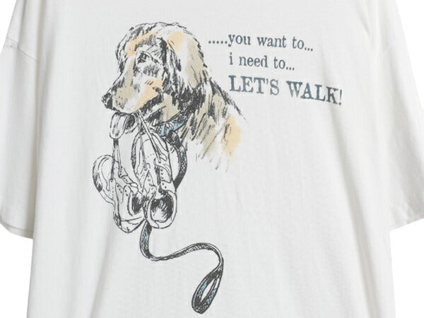 90s ドッグ アート イラスト プリント Tシャツ メンズ XL / オールド 企業物 アニマル メッセージ シングルステッチ 大きいサイズ ホワイト