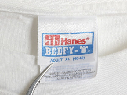 90s ドッグ アート イラスト プリント Tシャツ メンズ XL / オールド 企業物 アニマル メッセージ シングルステッチ 大きいサイズ ホワイト