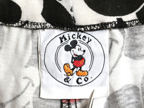 デッドストック 90s USA製 ミッキー オールオーバー プリント イージー パンツ レディース M キャラクター 総柄 レギンス タイツ スパッツ
