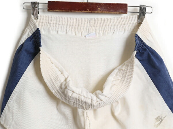 70s USA製 ナイキ トレーニング ショートパンツ メンズ レディース L ヴィンテージ オレンジタグ スウッシュ ワンポイント 短パン ショーツ