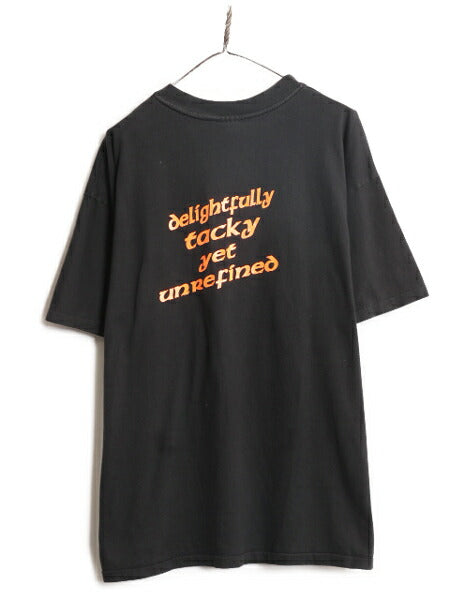 90s HOOTERS 両面 プリント 半袖 Tシャツ メンズ XXL / オールド 企業物 当時物 キャラクター フーターズ 黒 大きいサイズ ヘビーウェイト